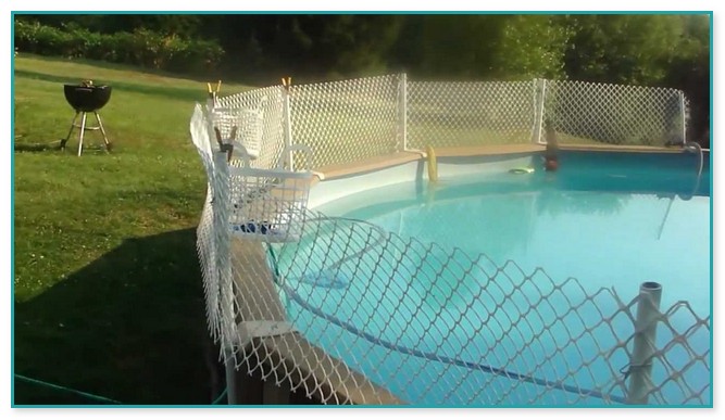 Above Ground Pool With Built In Deck And Fence