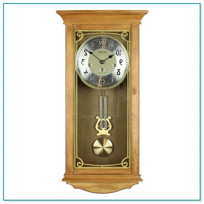 Light Oak Pendulum Chiming Wall Clock