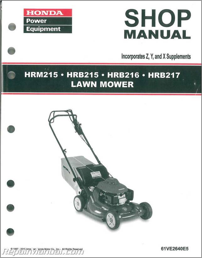 Honda Harmony 215 Lawn Mower Repair Manual
