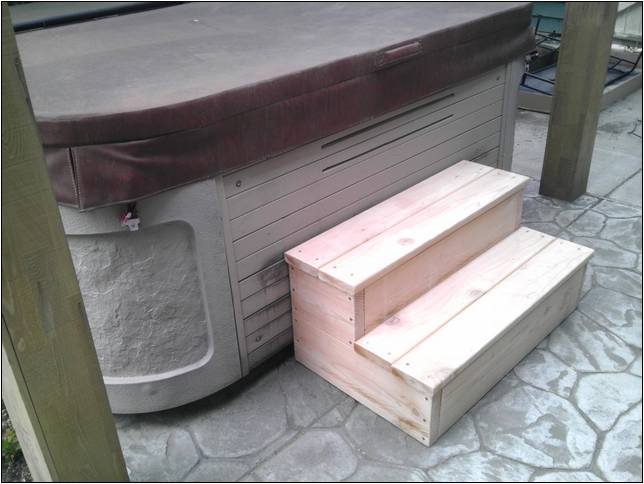 Wooden Hot Tub Steps With Storage